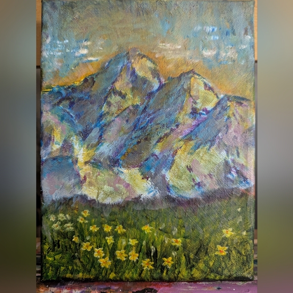 Art, Mountain, Original Painting On Canvas - Picture 1 of 1